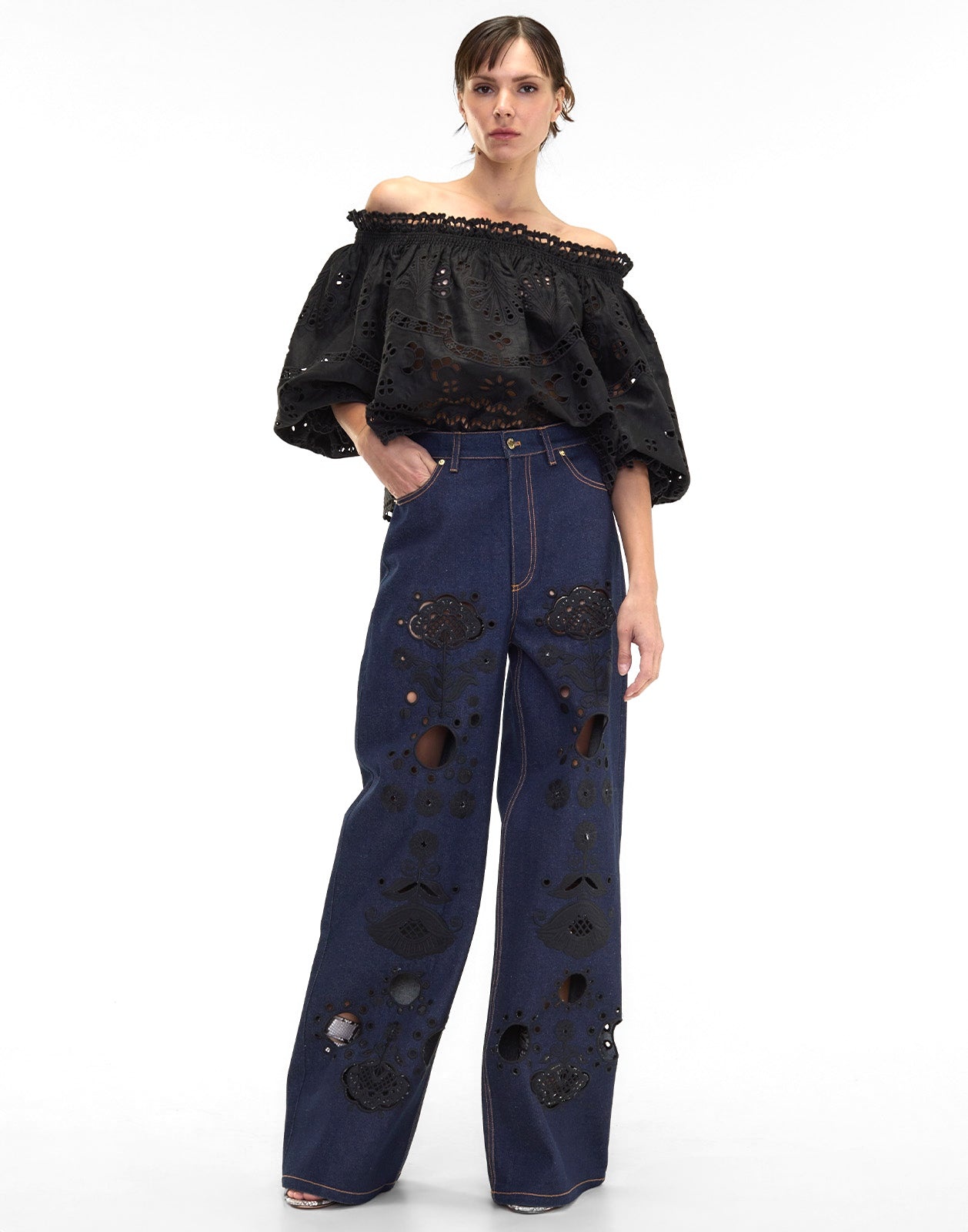 Embroidered Wide-leg Jean - 2