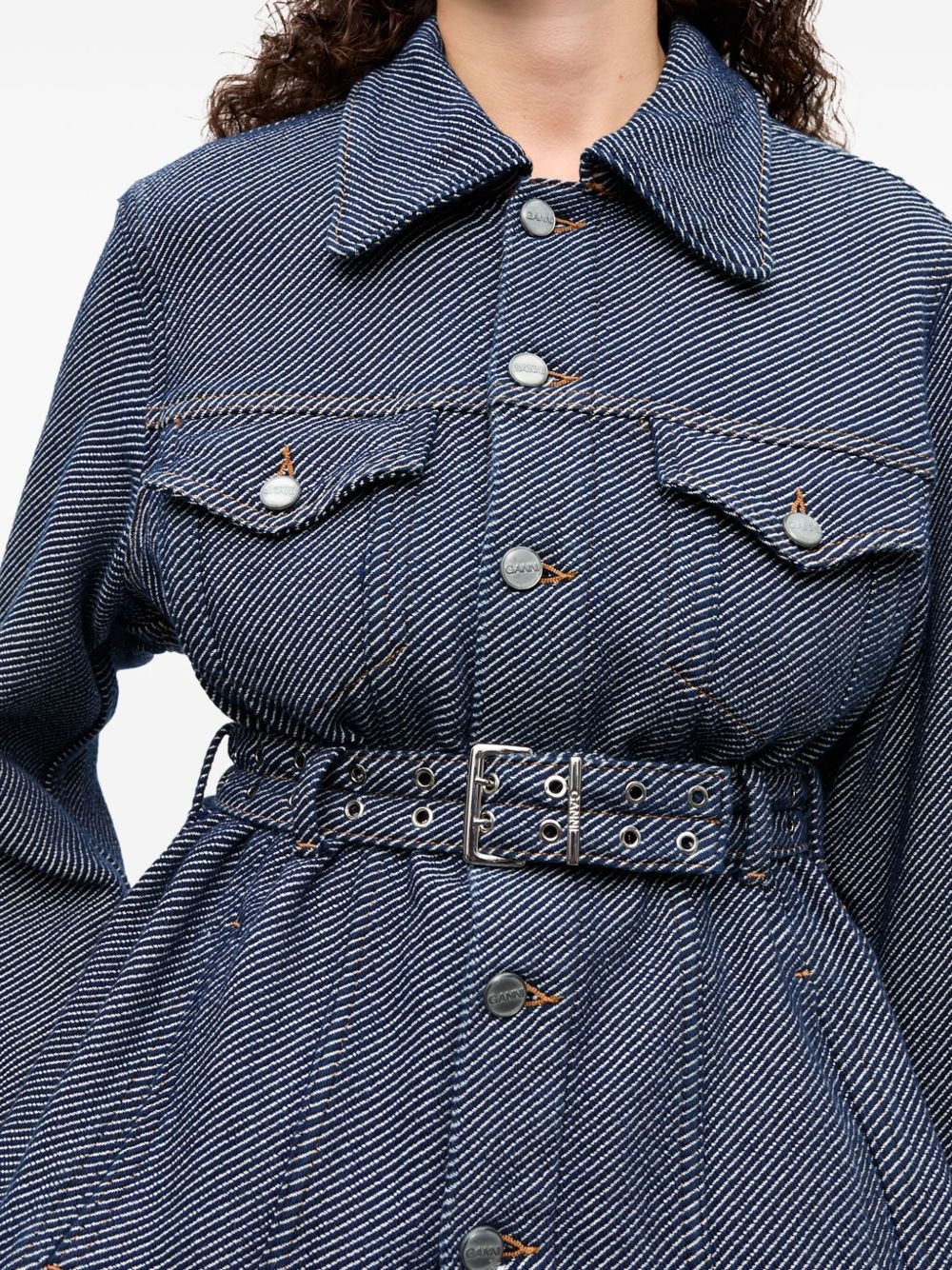 belted denim jacket - 5