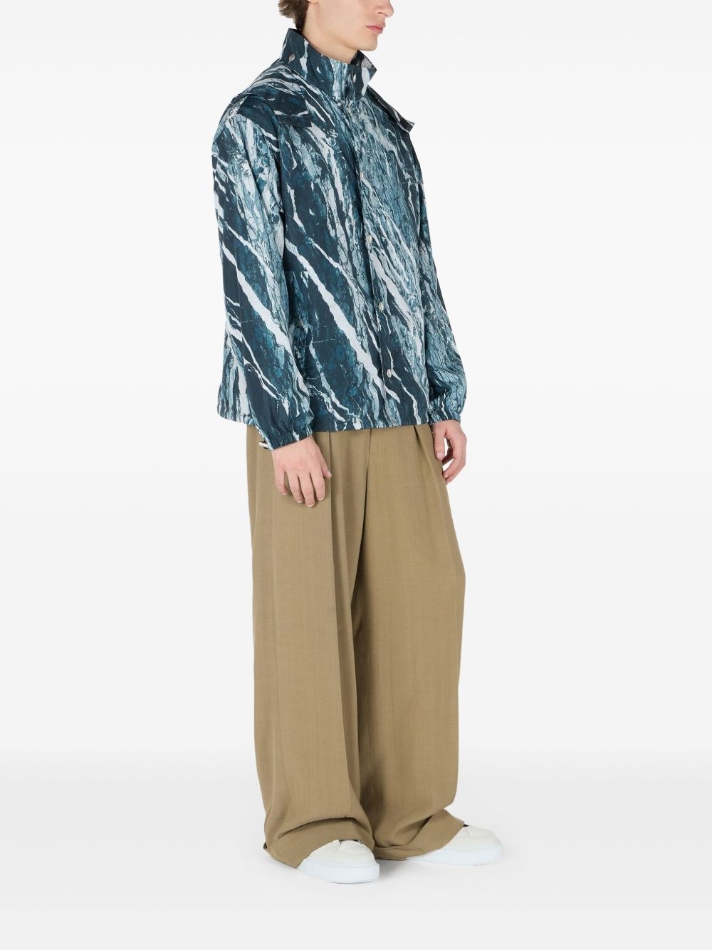 marble-print bomber jacket - 3