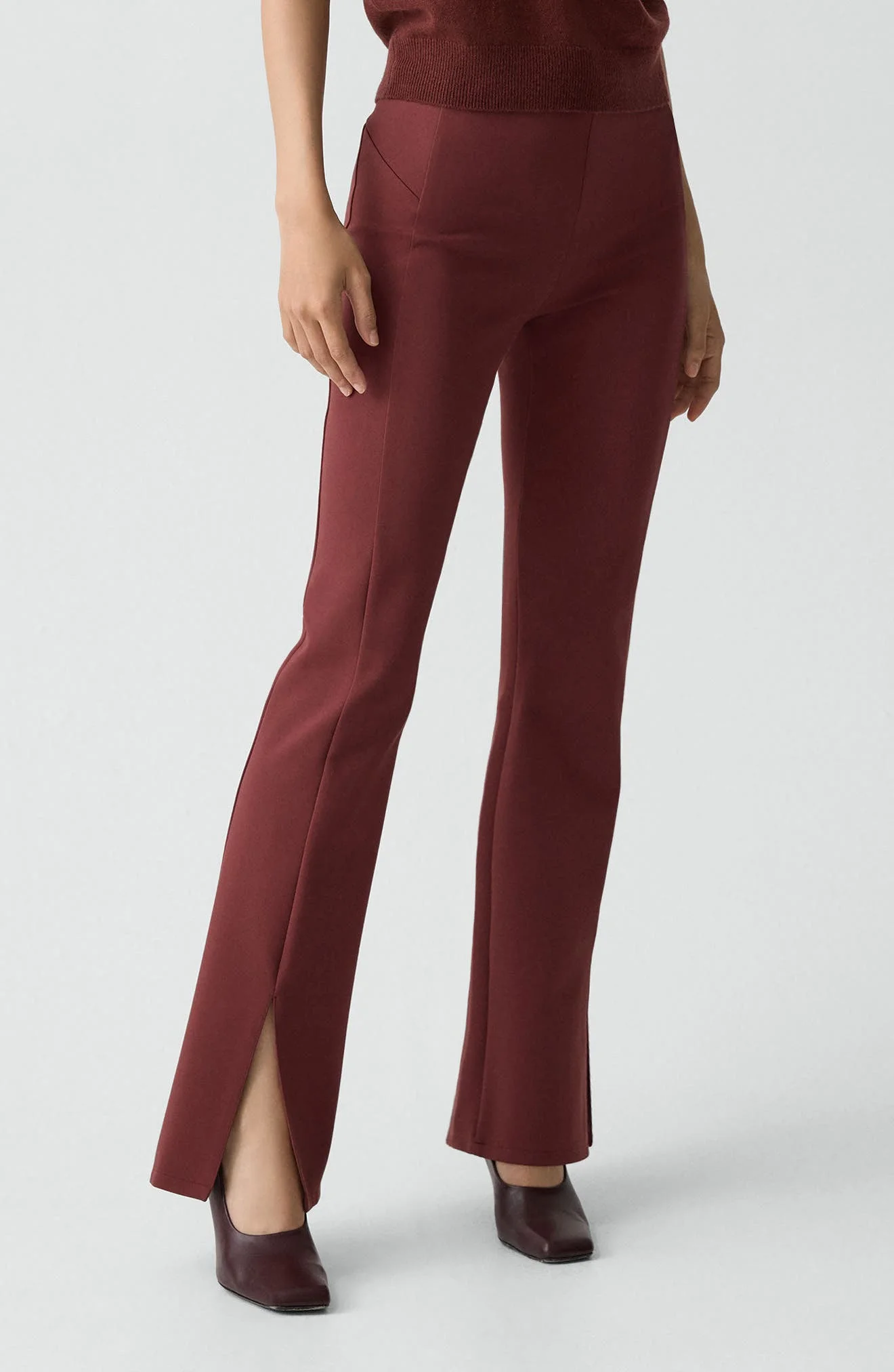 Theory Slit Flare Leg Pants in Oxblood Red at Nordstrom - 1