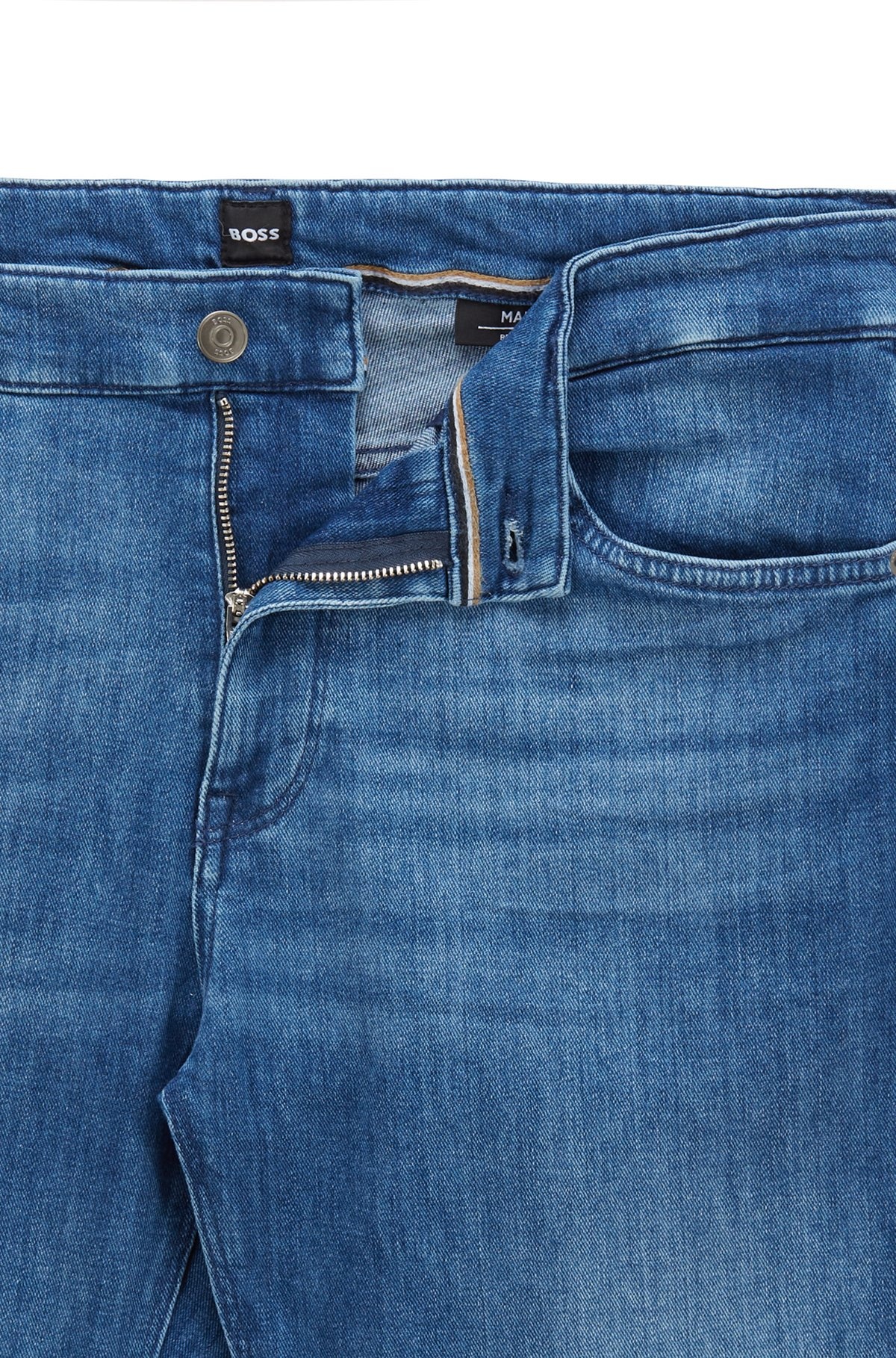REGULAR-FIT JEANS IN BLUE ITALIAN CASHMERE-TOUCH DENIM - 6