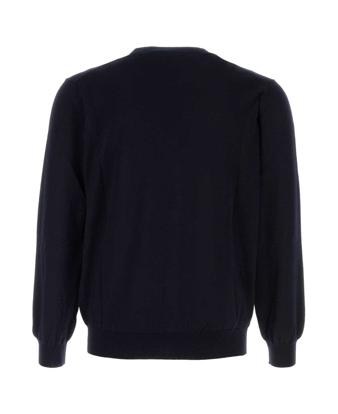 Midnight Blue Stretch Wool Cardigan - 2