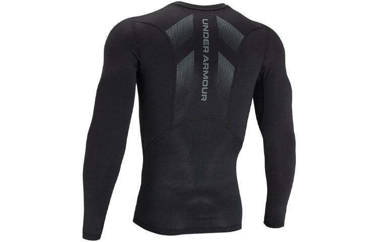 Men's Under Armour HeatGear Vent Logo Printing Round Neck Long Sleeves Black 1362453-001 - 2