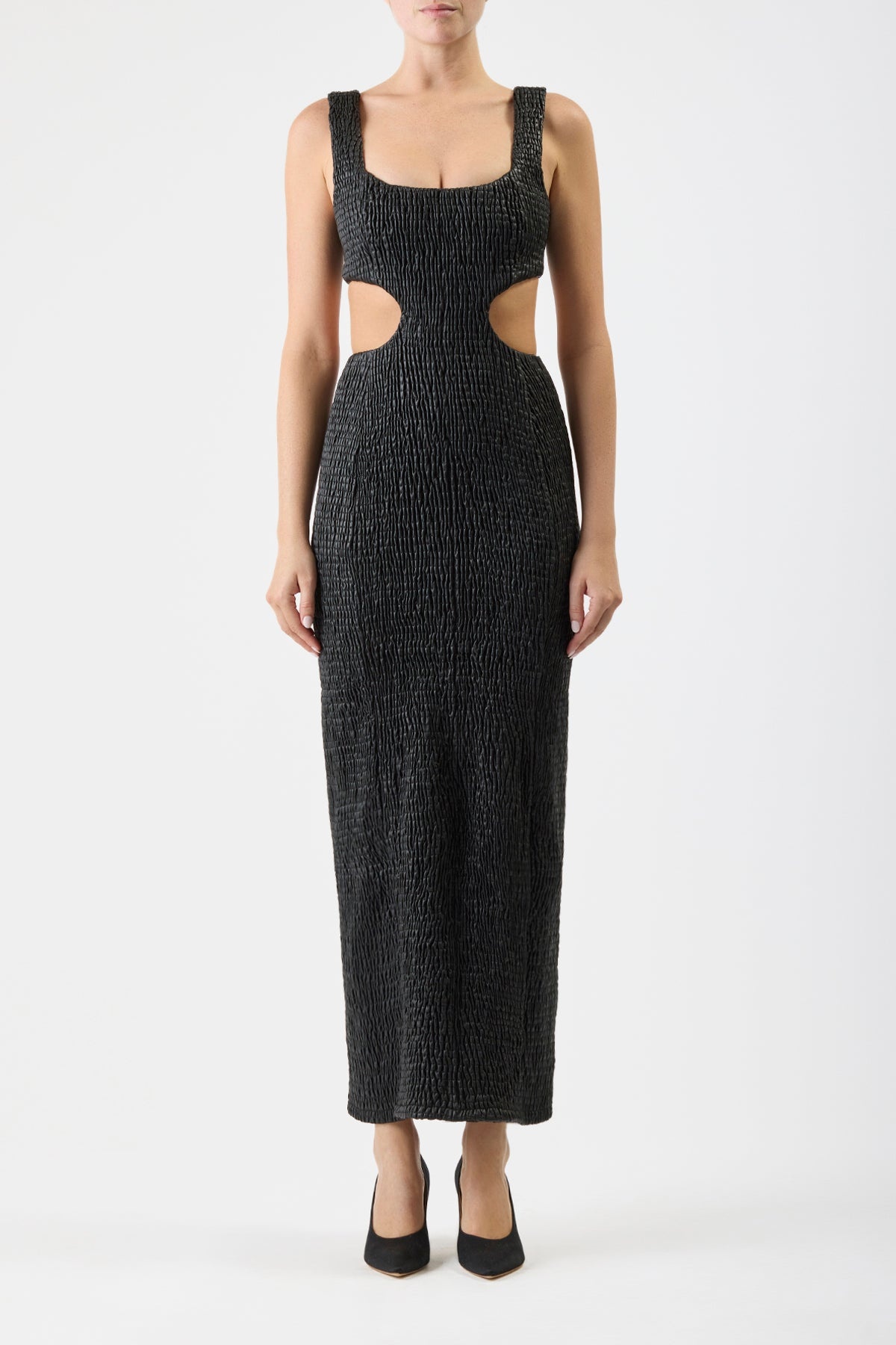 Gal Dress in Shirred Leather - 3
