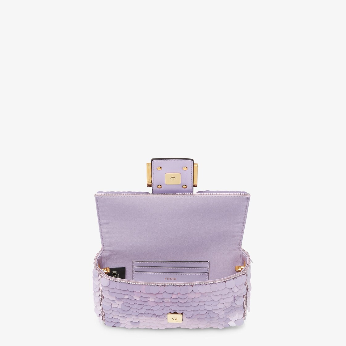 Lilac satin bag with sequins - 4