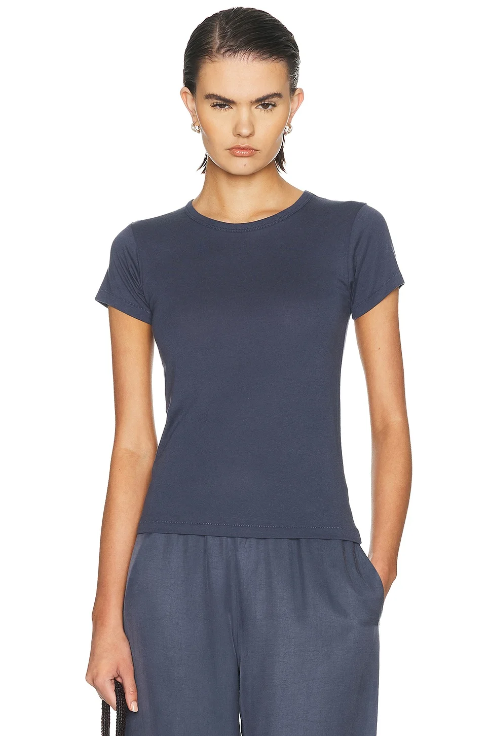 Fitted Crewneck Cotton Modal Short Sleeve T-Shirt - 1