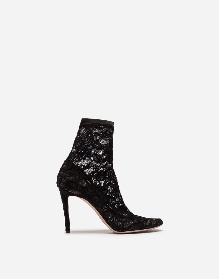 Ankle boot in stretch lace and gros grain - 1
