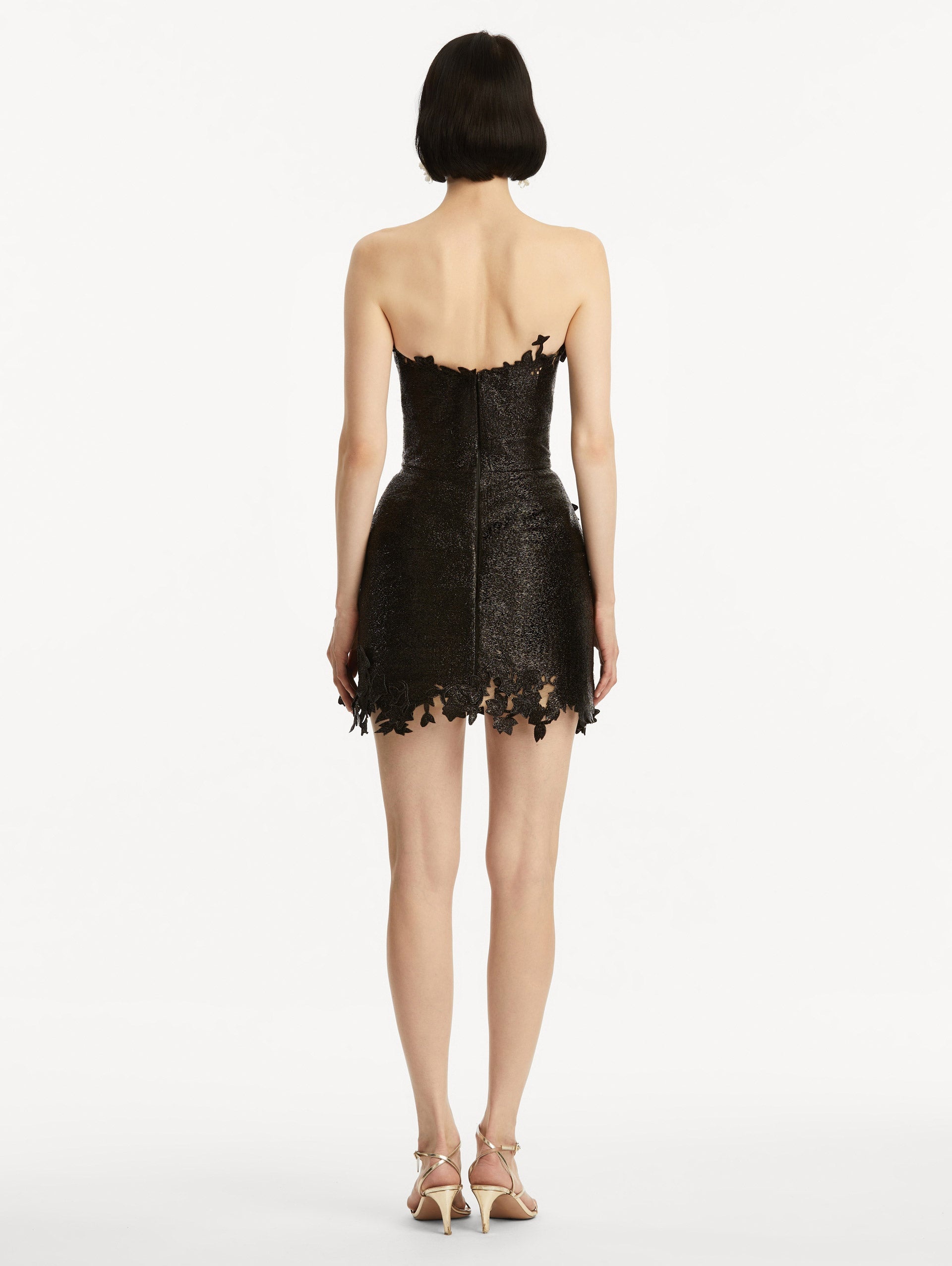 METALLIC CHERRY BLOSSOM EMBROIDERED DRESS - 3