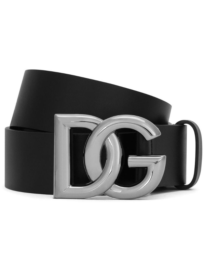 DG logo-buckle leather belt - 1