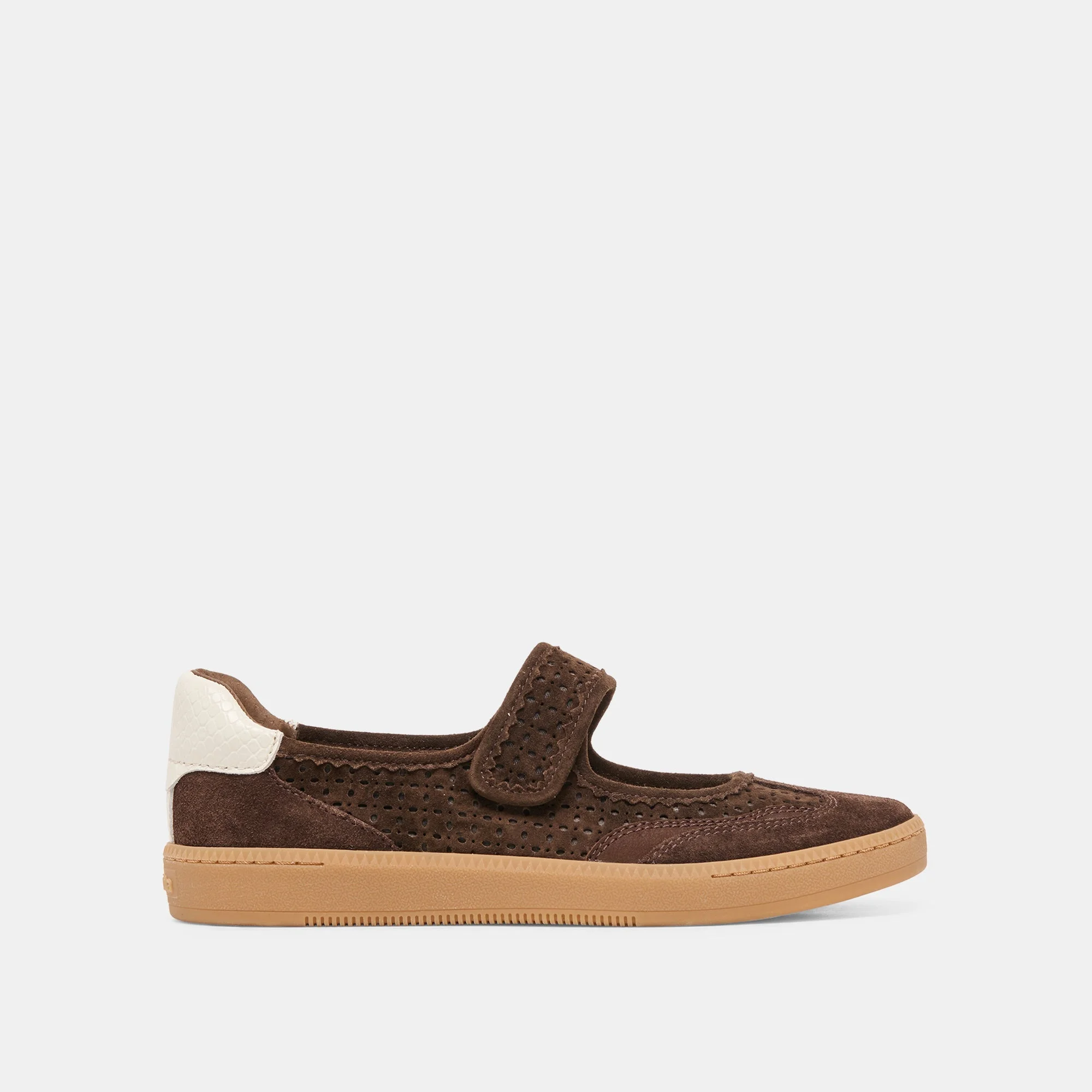NANET SNEAKERS DK BROWN PERFORATED SUEDE - 1