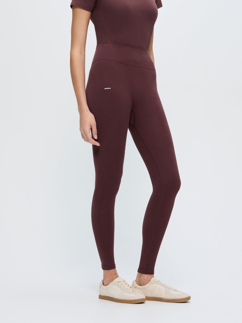 Womens Cotton-Stretch Leggings - Chestnut Maroon 3