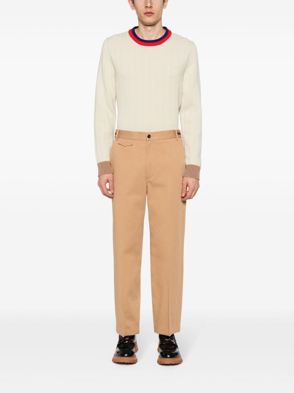 Web-detail cotton trousers - 2