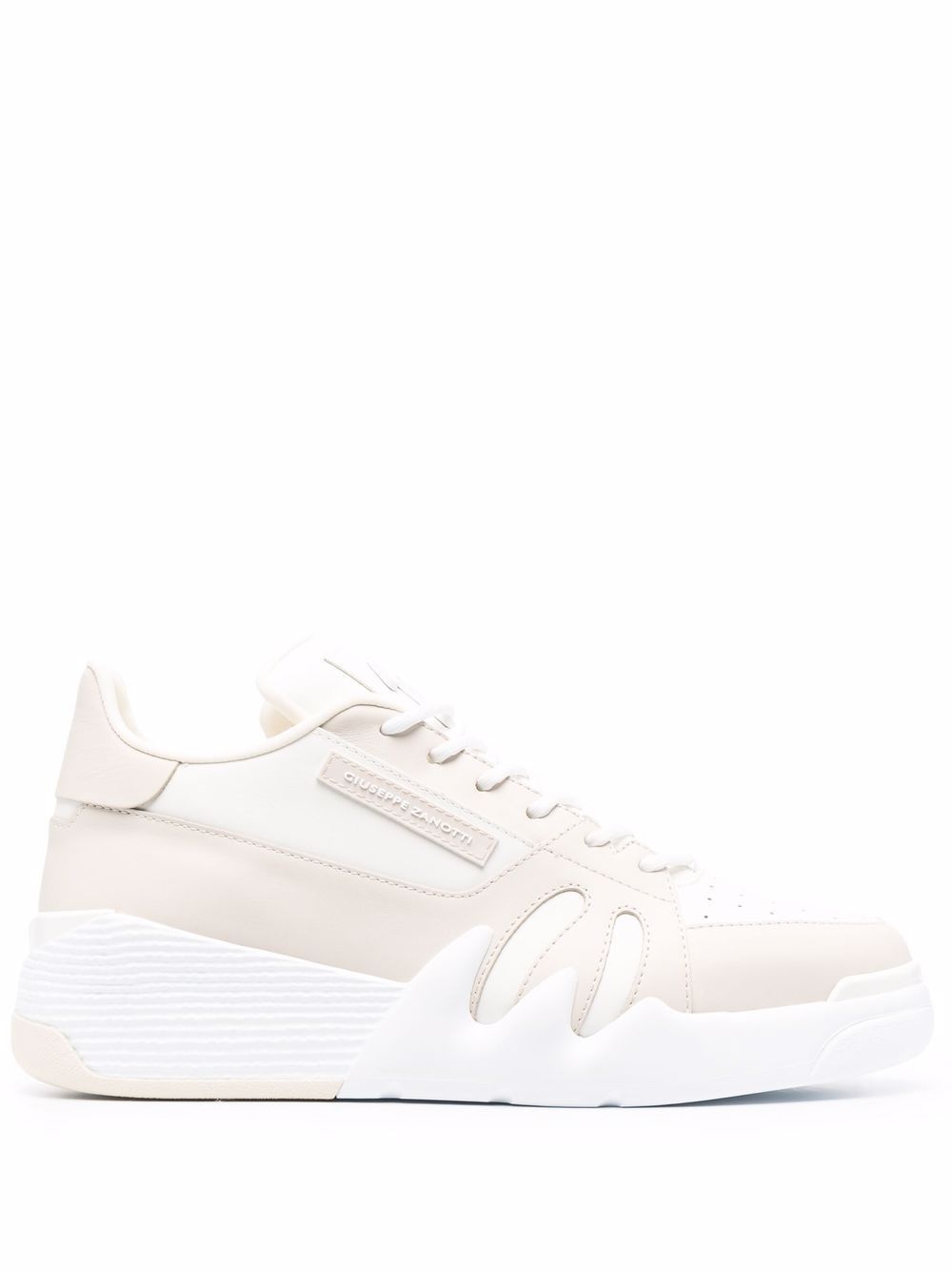 colour-block low-top leather sneakers - 1