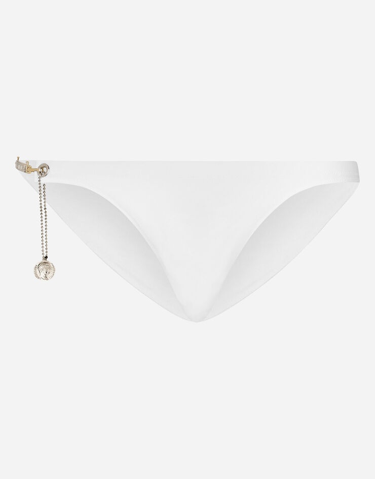 Swim briefs with logo plate and coin charm - 1
