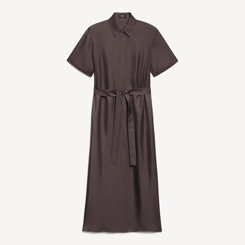 Belted Shirt Dress in Mod Silk Twill 1