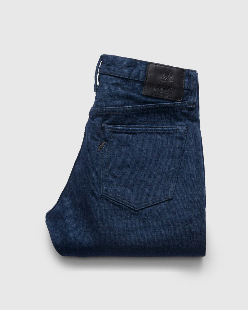 "Oceanic Indigo x Black" 14oz Rinsed Selvedge Denim - Relaxed Tapered Fit 1