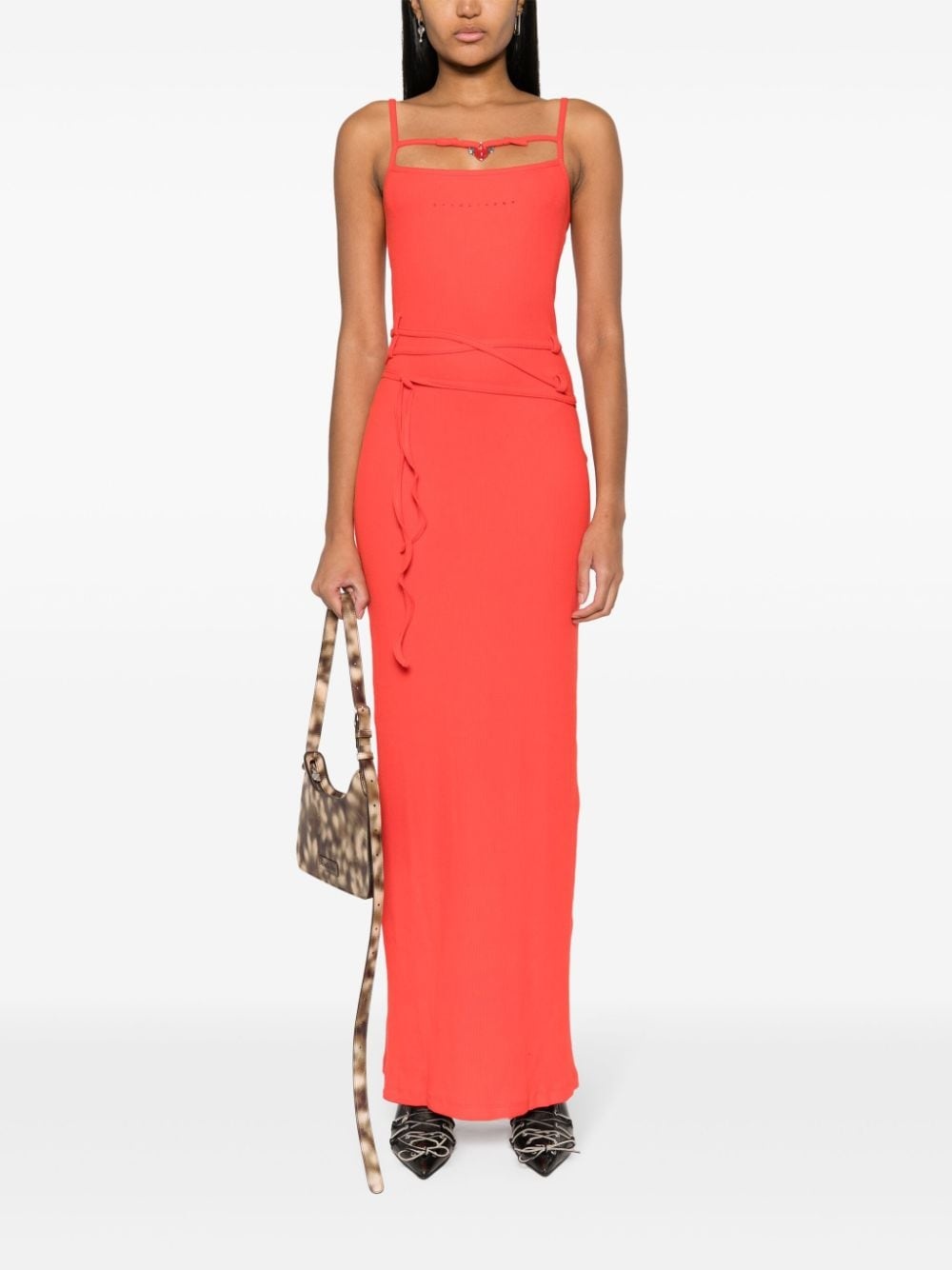 logo-printed ribbed maxi dress - 2