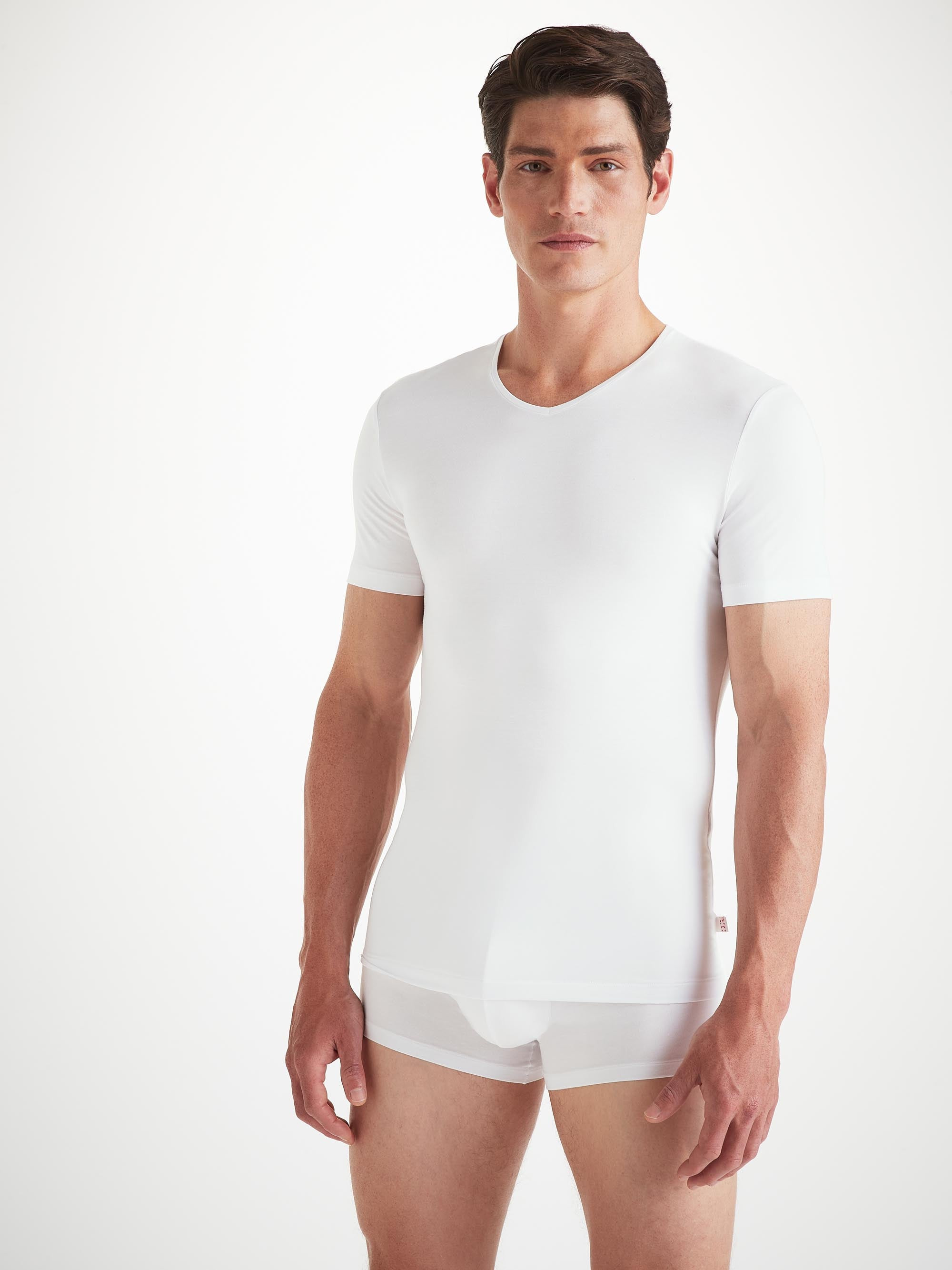 Men's Underwear V-Neck T-Shirt Alex Micro Modal Stretch White - 7