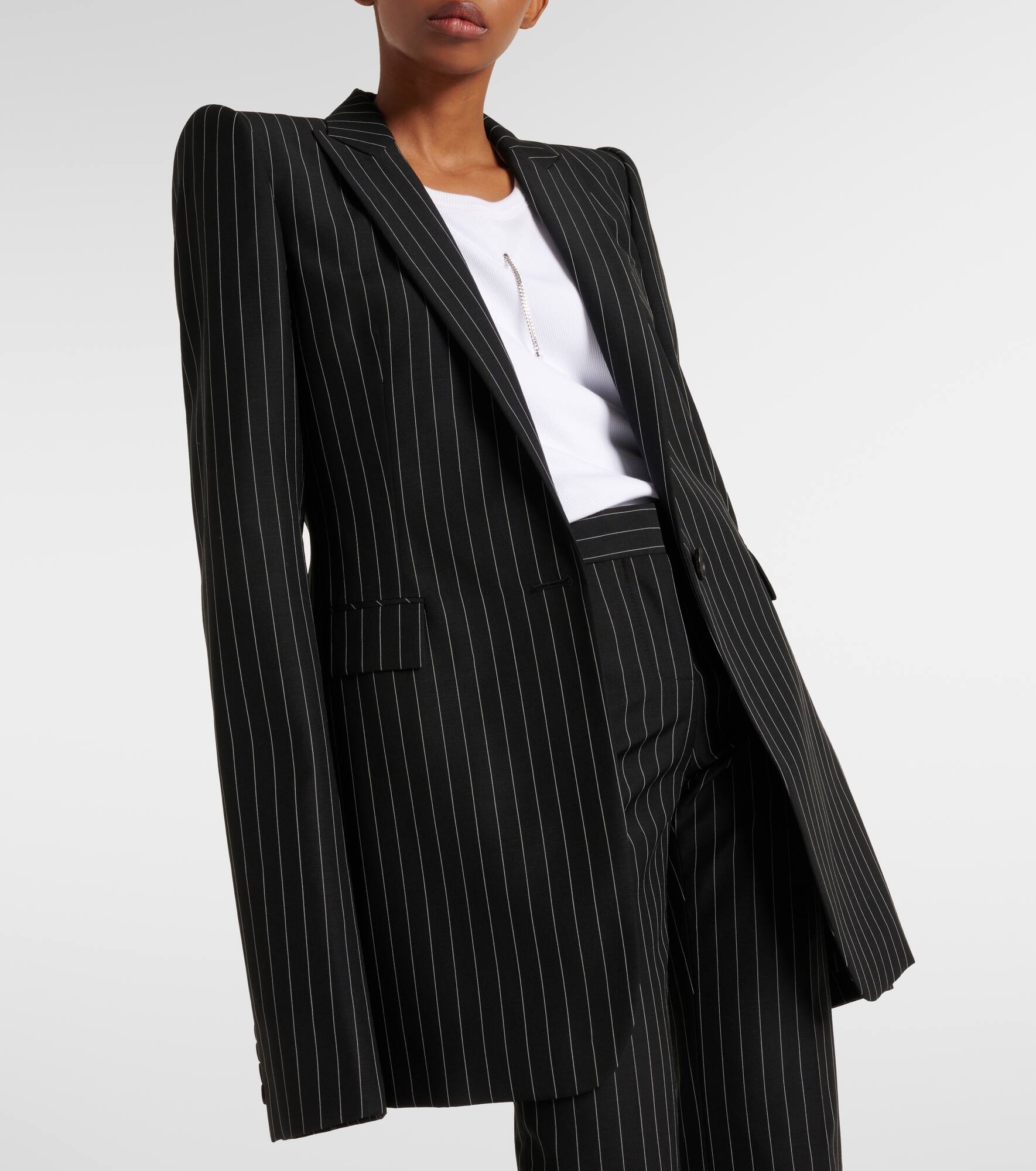 Pinstripe wool and mohair blazer - 7