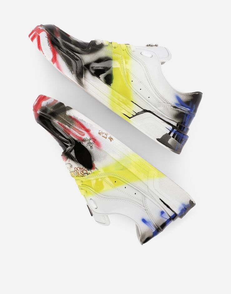 Calfskin New Roma sneakers with spray-paint graffiti print - 5