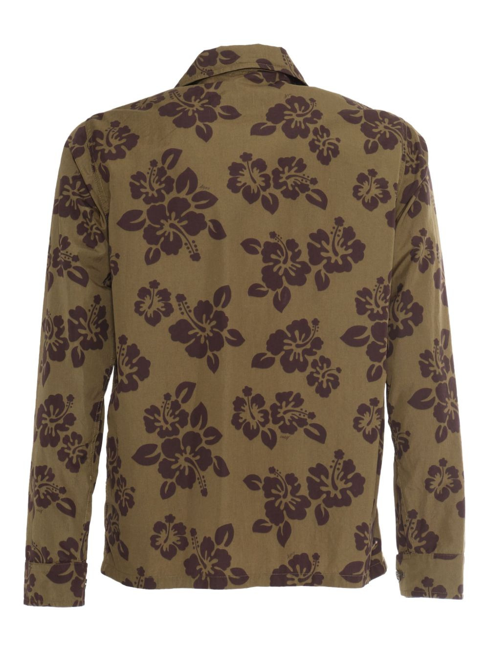 hibiscus-print cotton shirt - 2