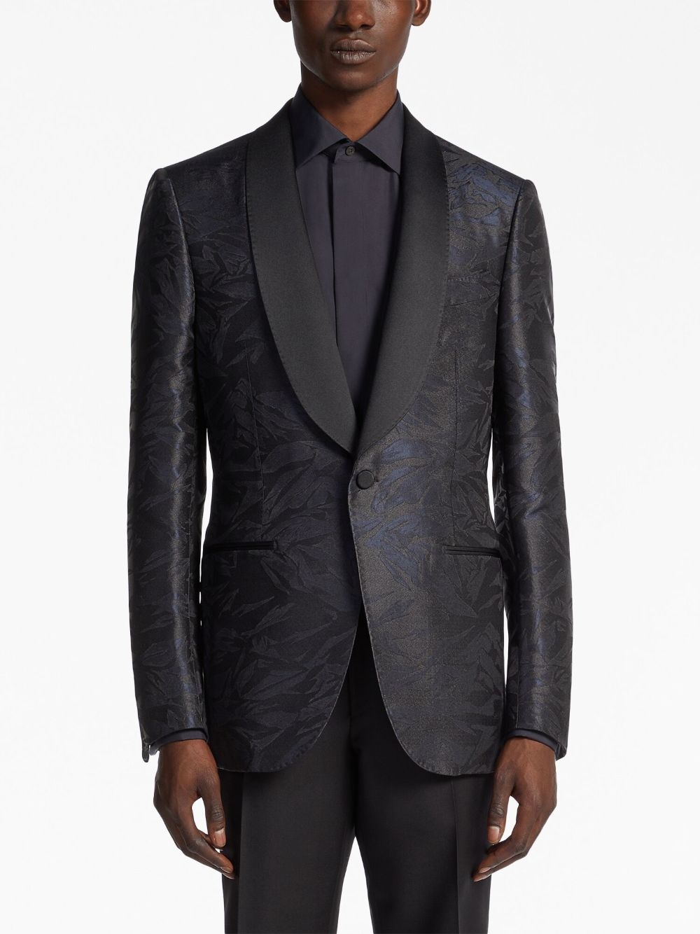 single-breasted silk blazer - 3