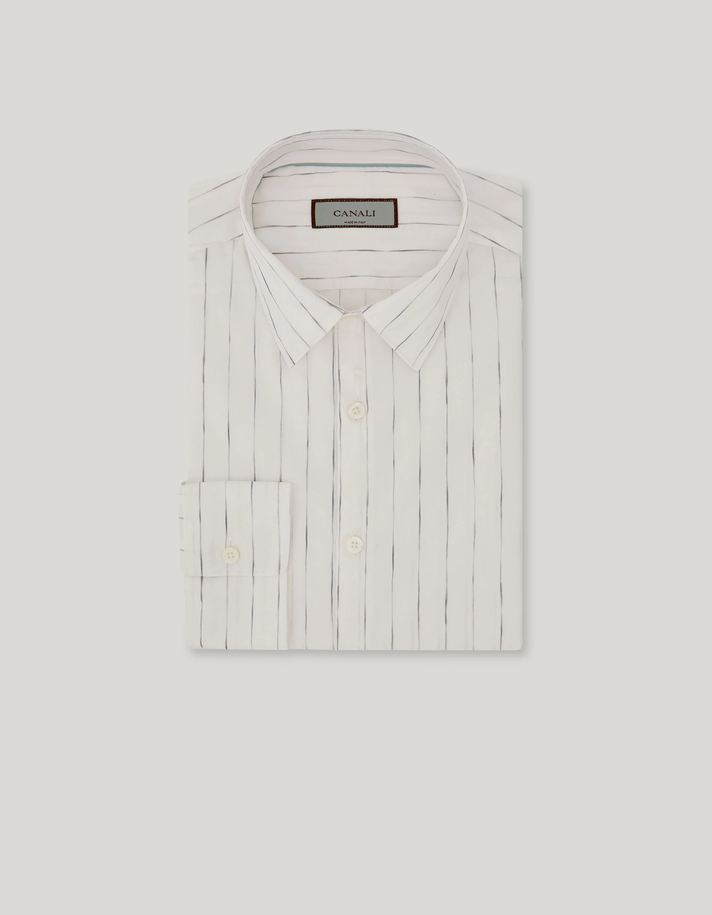 WHITE AND GRAY COTTON REGULAR-FIT SHIRT - 1