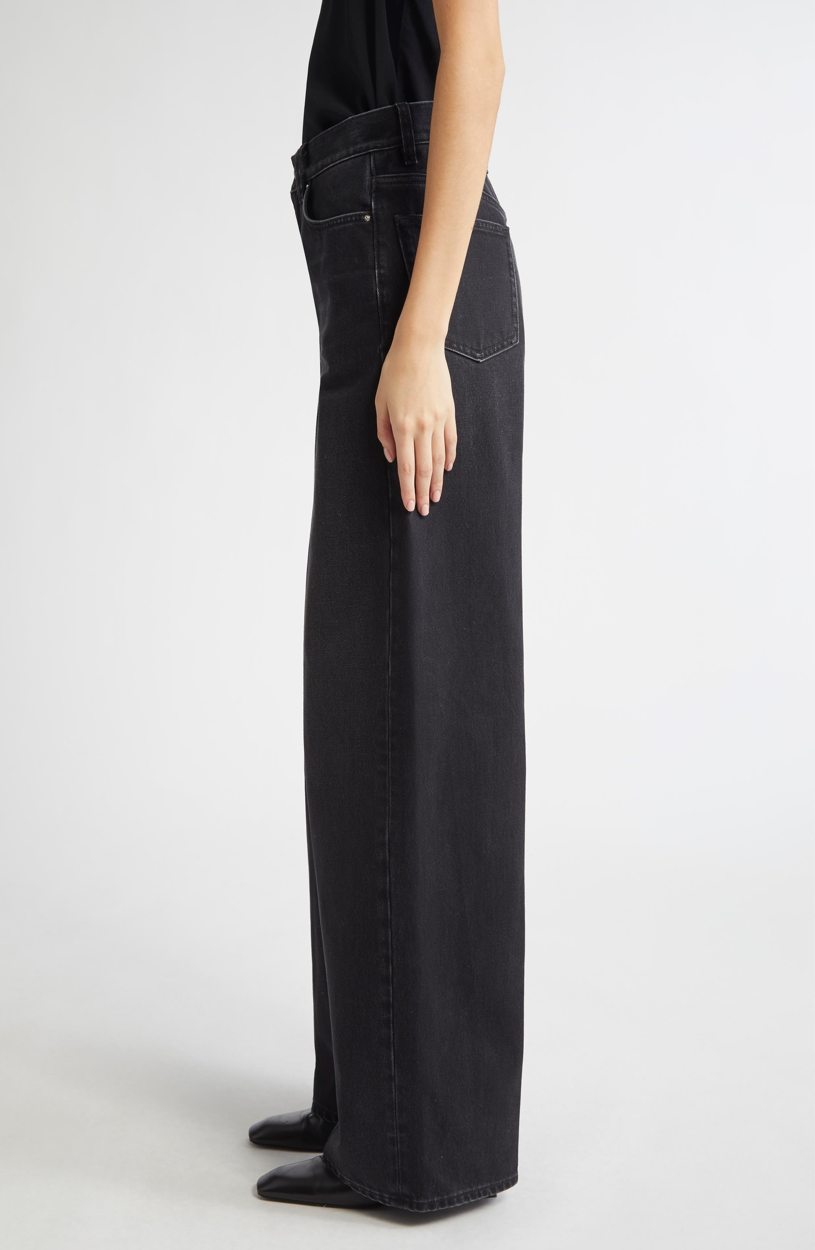 TOTEME High Waist Wide Leg Jeans in Faded Black at Nordstrom - 4