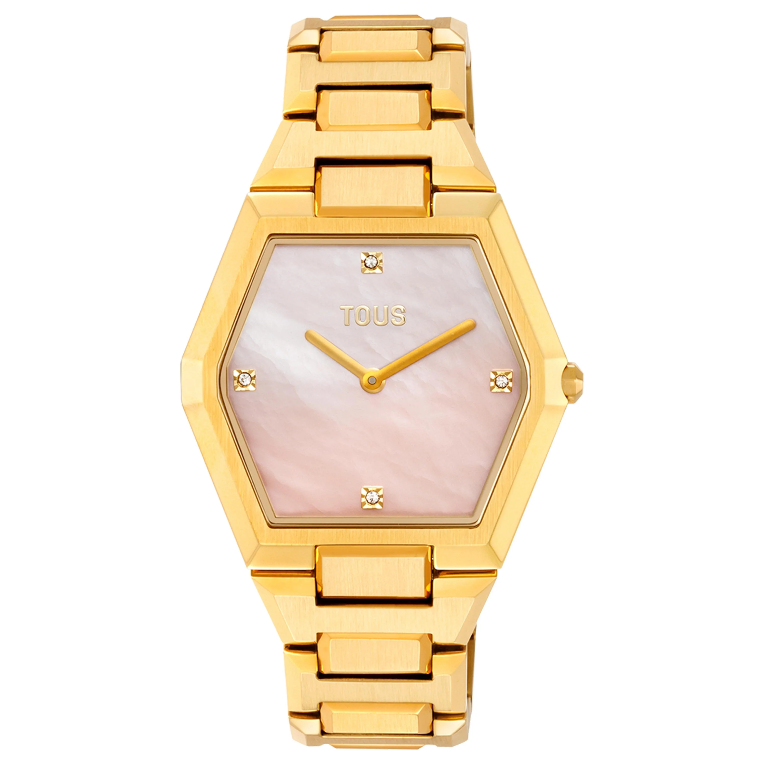 Analog watch with gold-colored steel bracelet and pink mother-of-pearl face Karat - 1