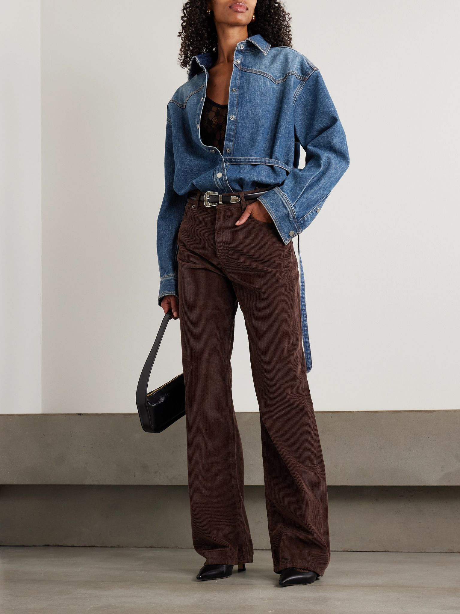 Belted denim shirt Dark denim - 2