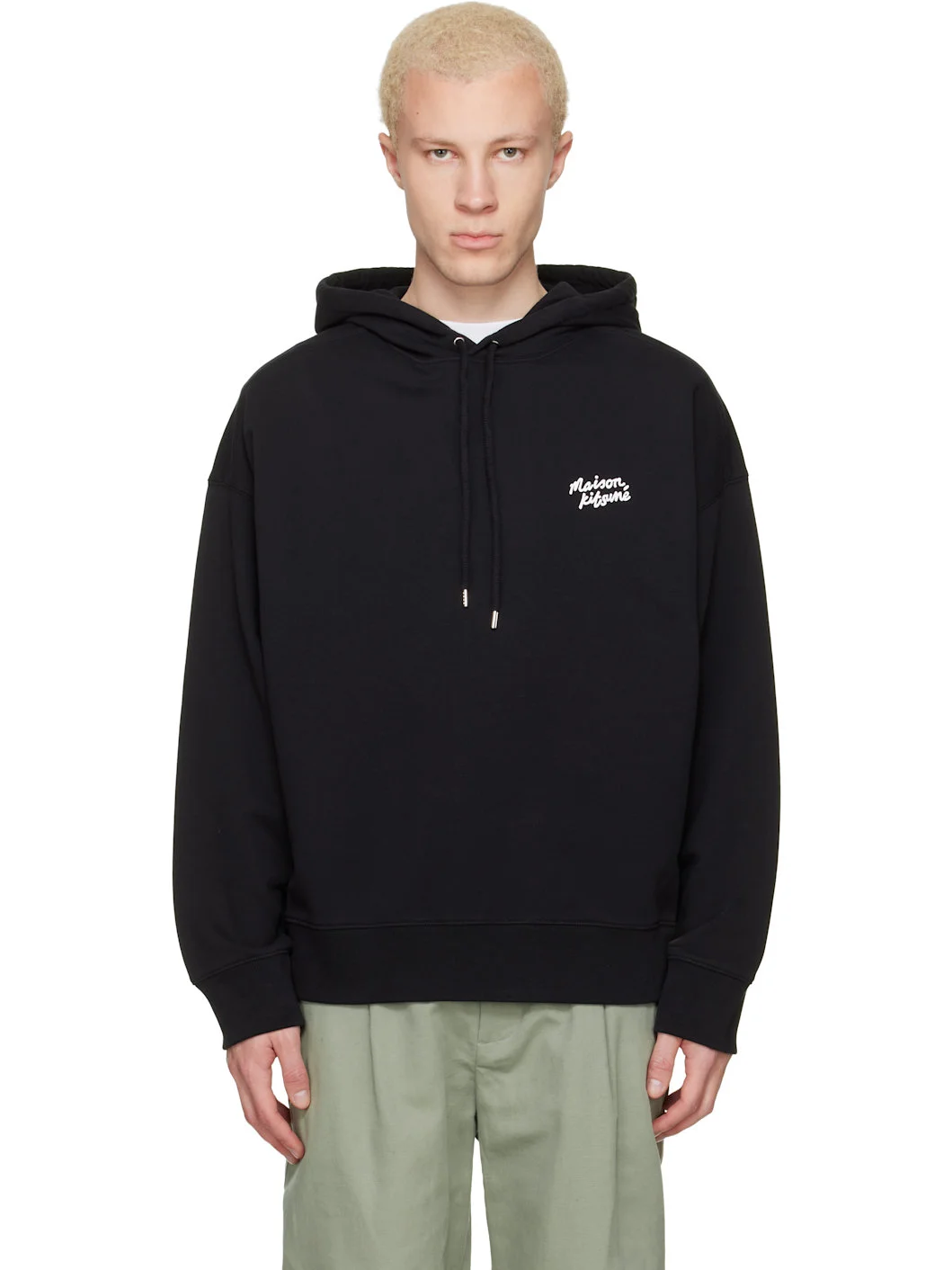 Black 'Maison Kitsuné' Handwriting Oversize Hoodie - 1