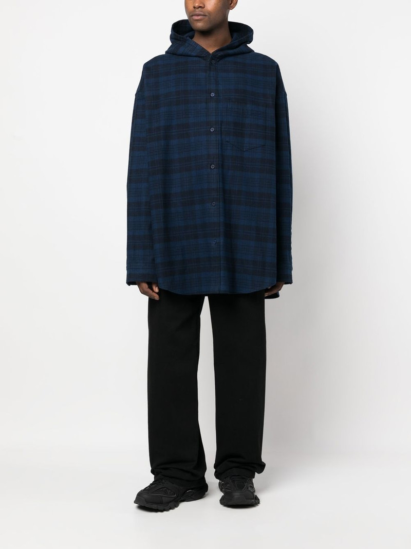 BALENCIAGA checked hooded shirt coat outlook