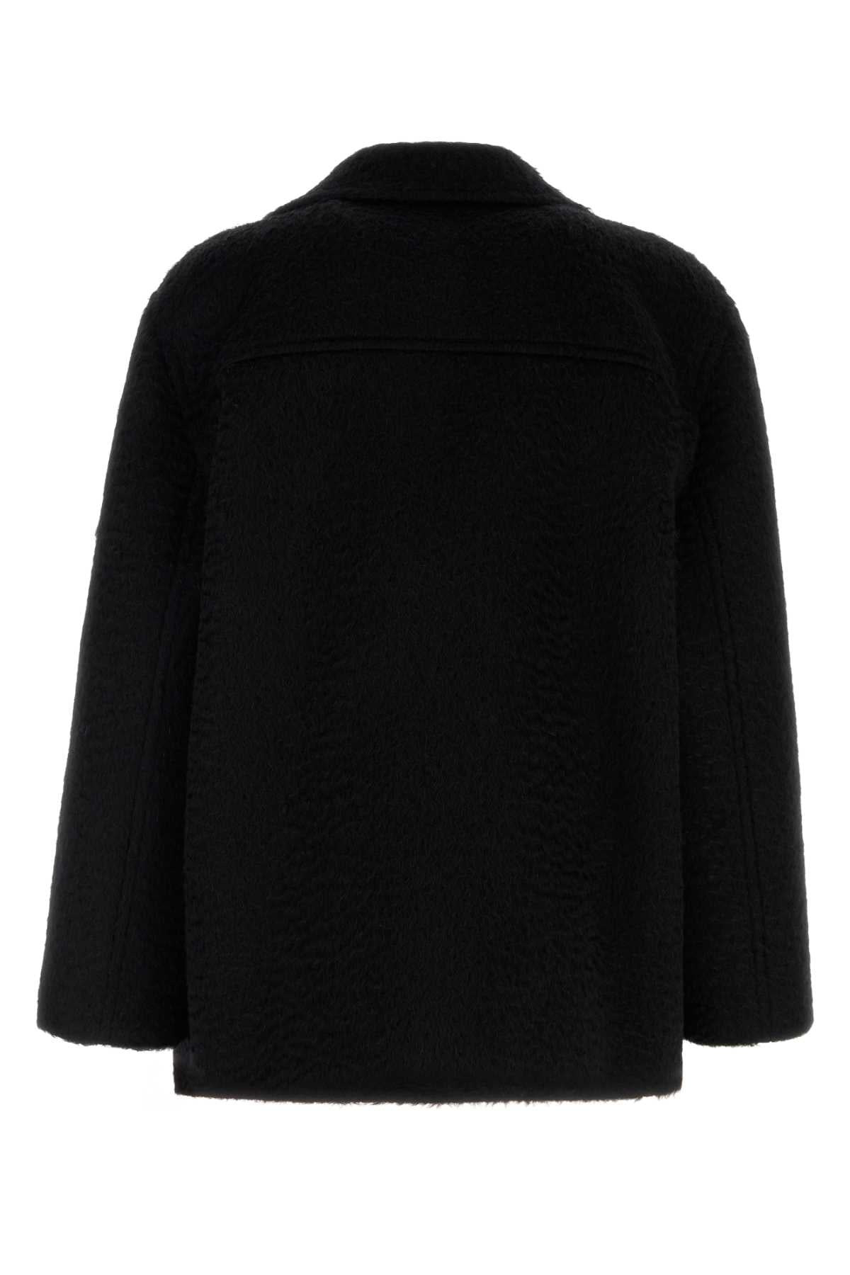 Valentino Garavani Men Black Mohair And Wool Coat - 2