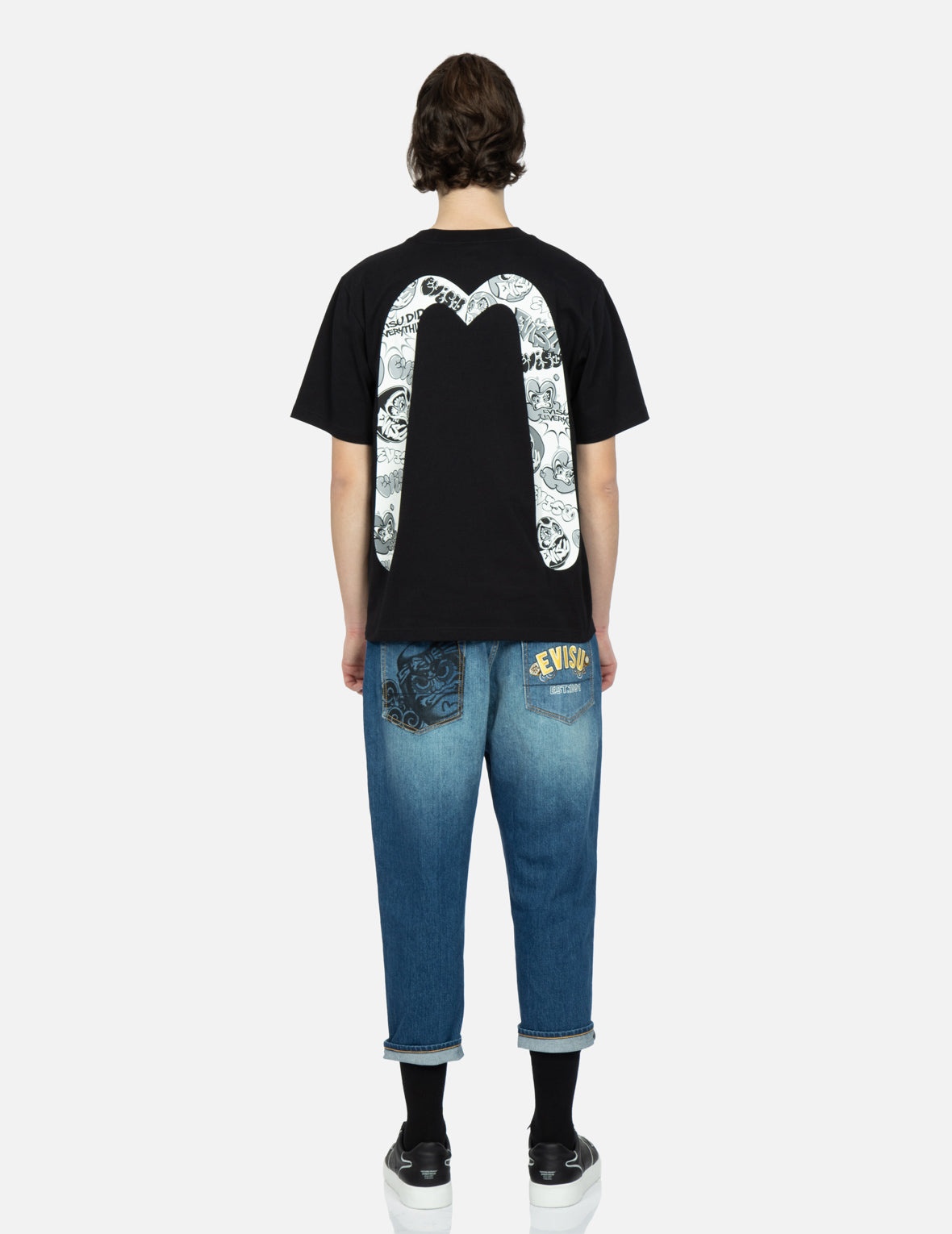 Taiko Daruma Print Cropped-Fit Jeans #2027 - 5