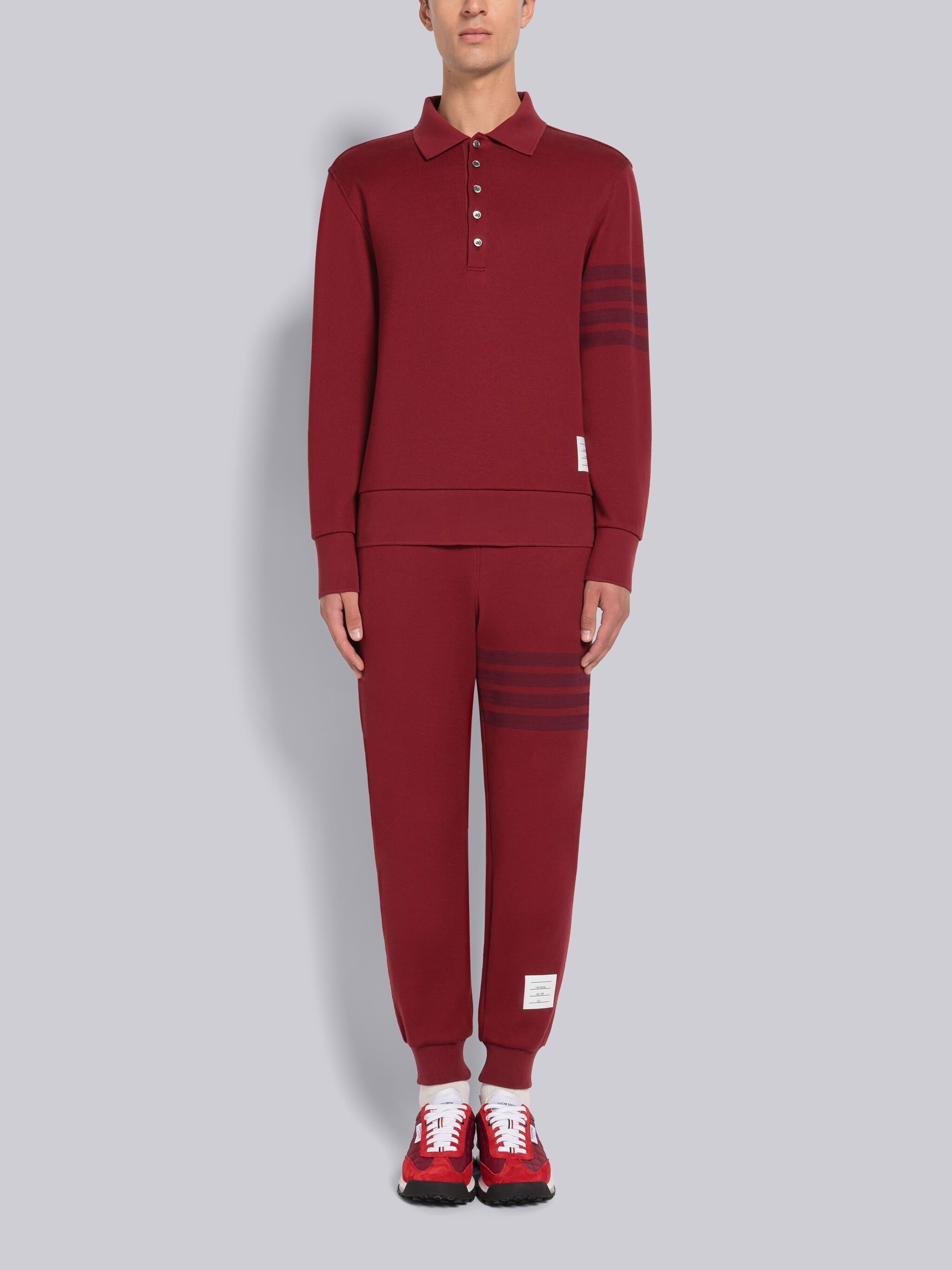 DOUBLE FACE KNIT 4-BAR LONG SLEEVE POLO - 4