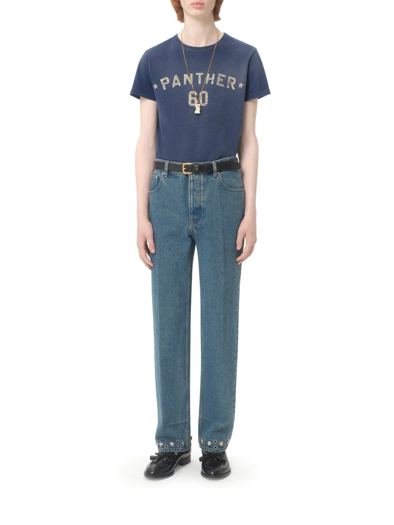 COTTON T-SHIRT WITH PRINT AND PATCH CHEZ VALENTINO - 1