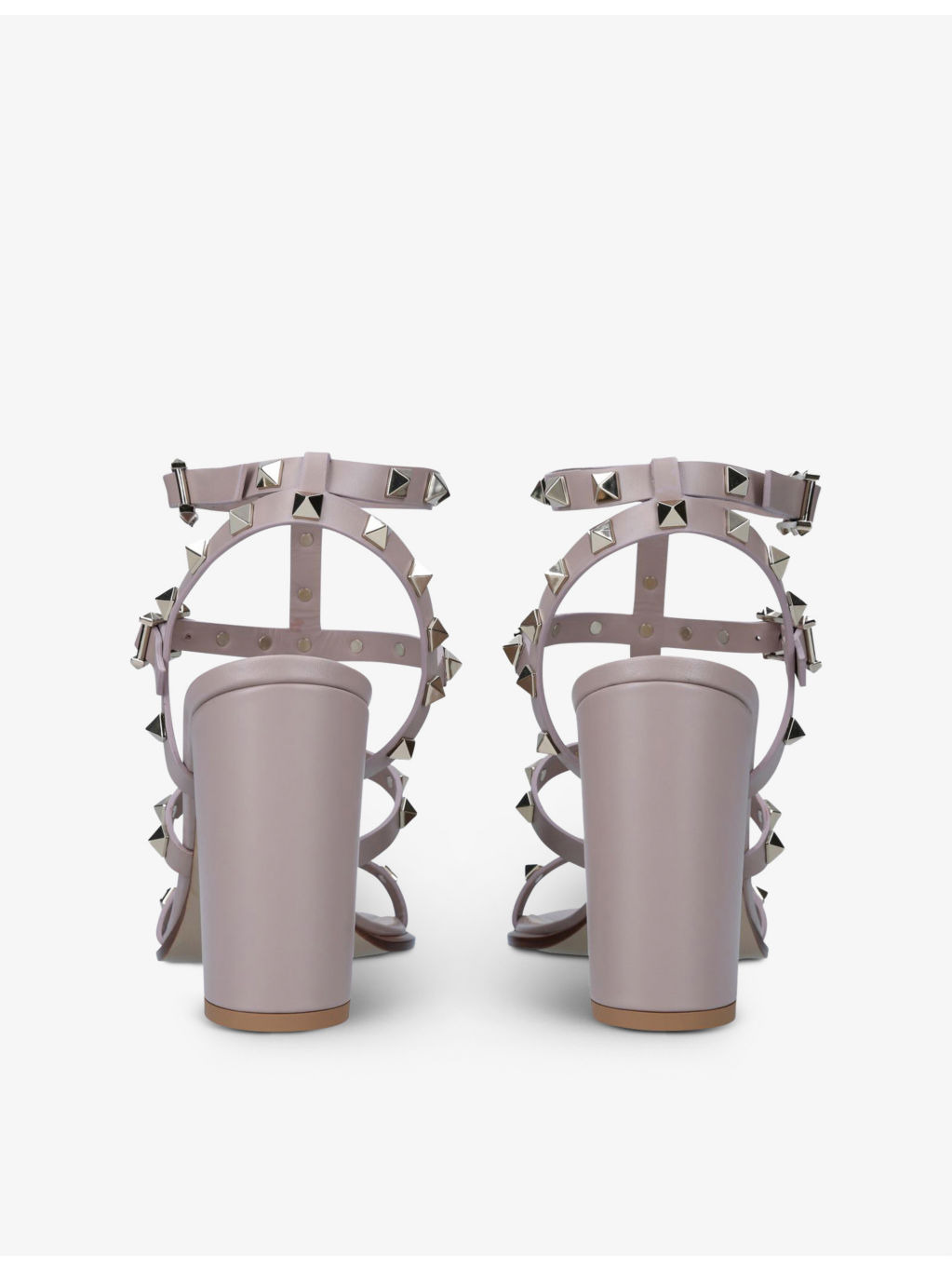 Rockstud open-toe leather heeled sandals - 4