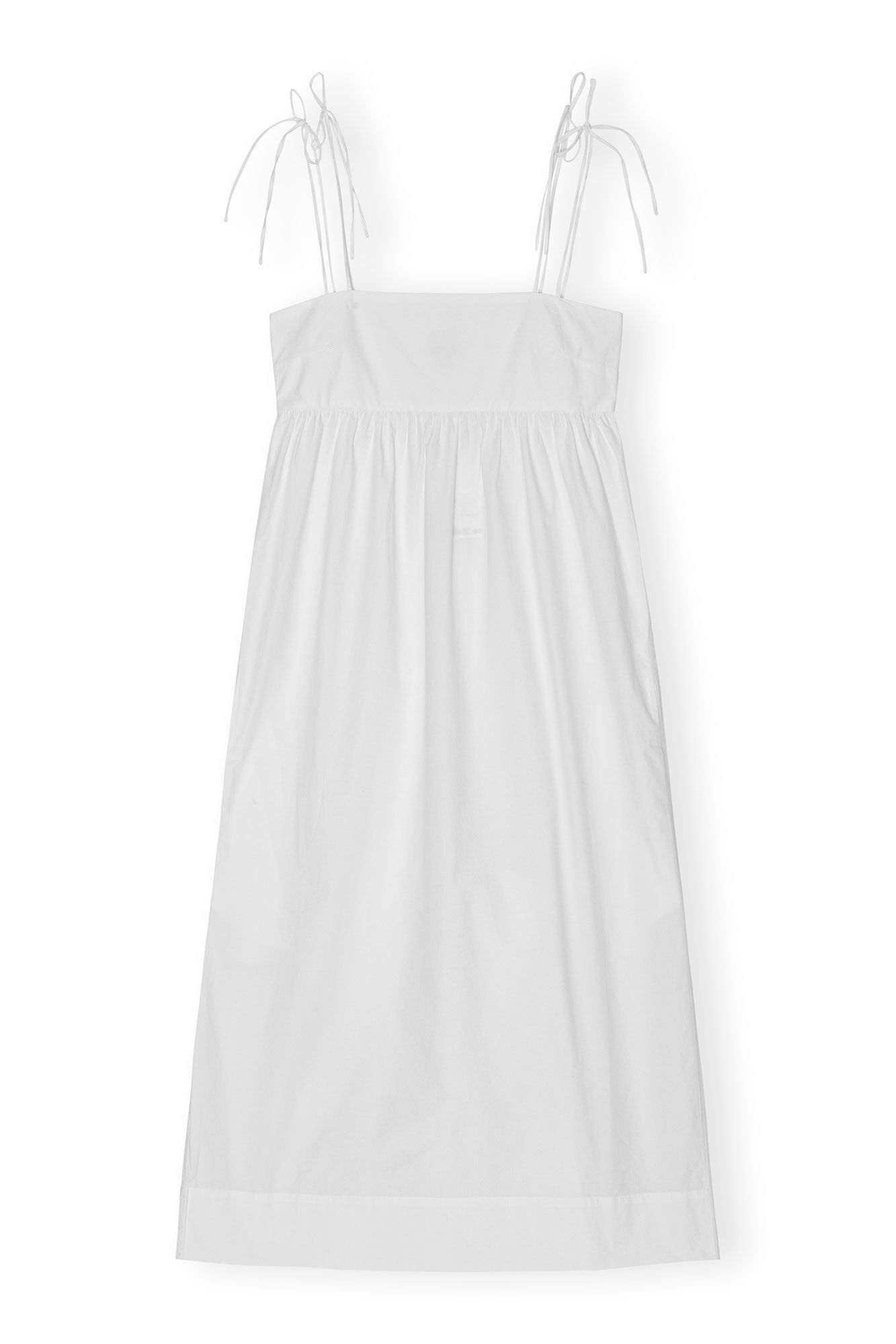 WHITE COTTON POPLIN STRING MIDI DRESS - 6