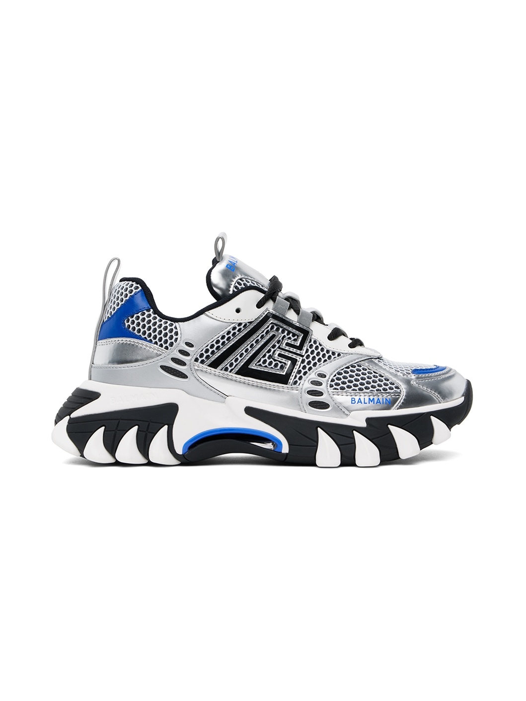 Silver & Blue B-East PB Sneakers - 1