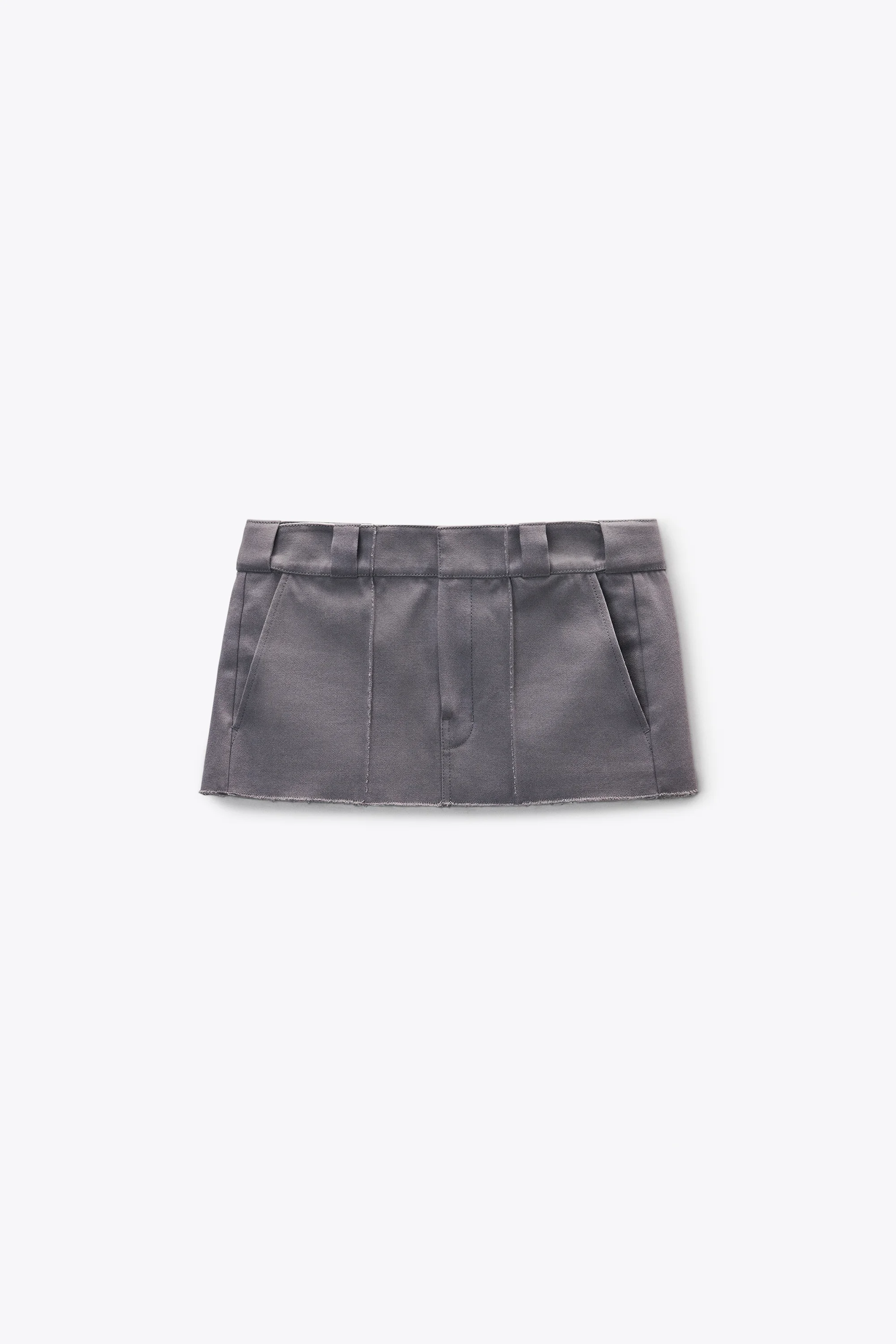 Grey Cotton-Blend Drill Skort - 1