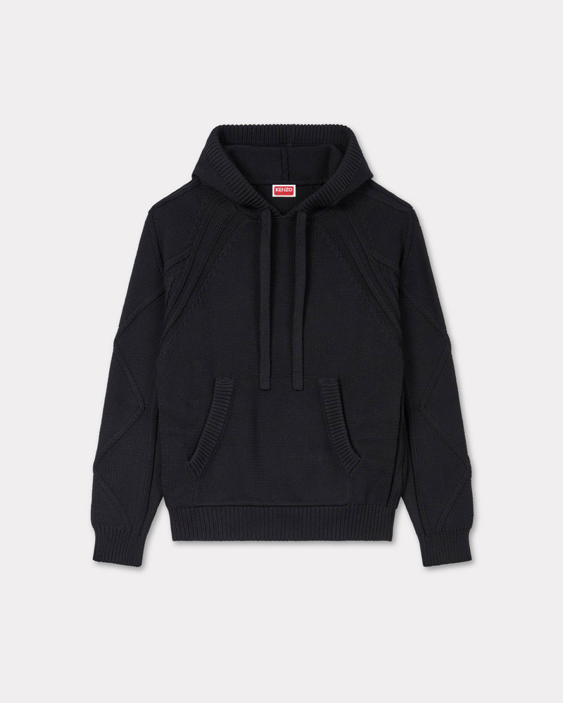Hand-embroidered cable knitted hoodie 1
