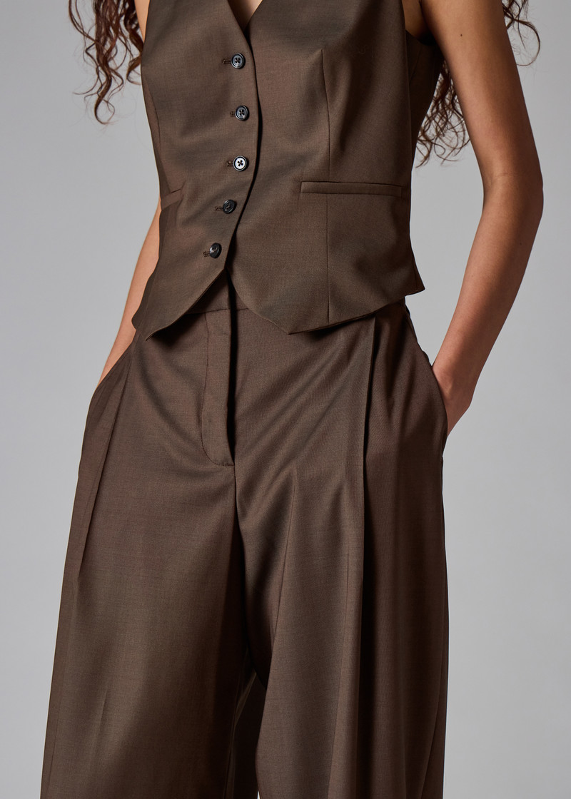 Women's Brown Tonic Wool Wide-Leg Trousers 5