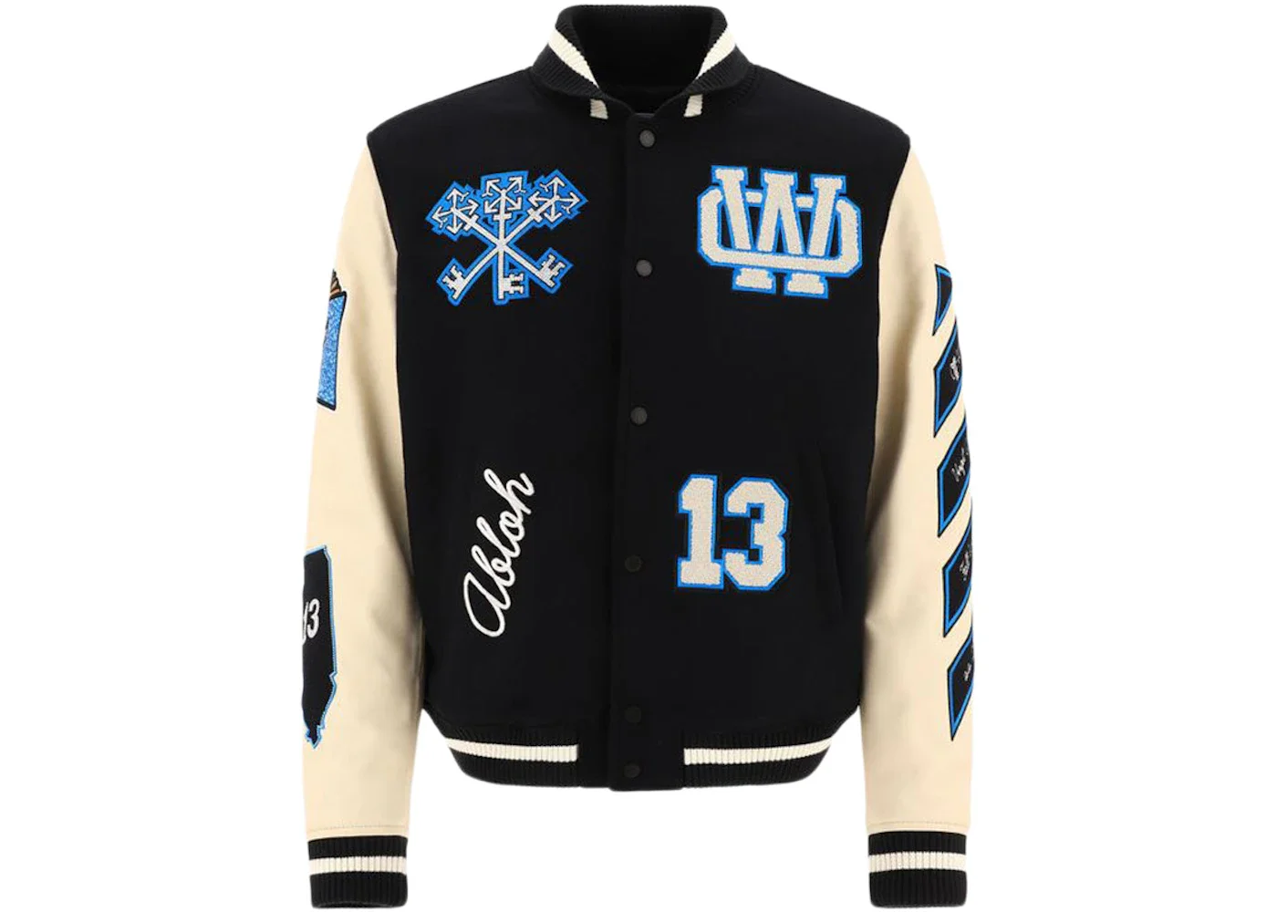 OFF-WHITE Witch Logo Patch Varsity Varsity Jacket Black/Peacock - 1