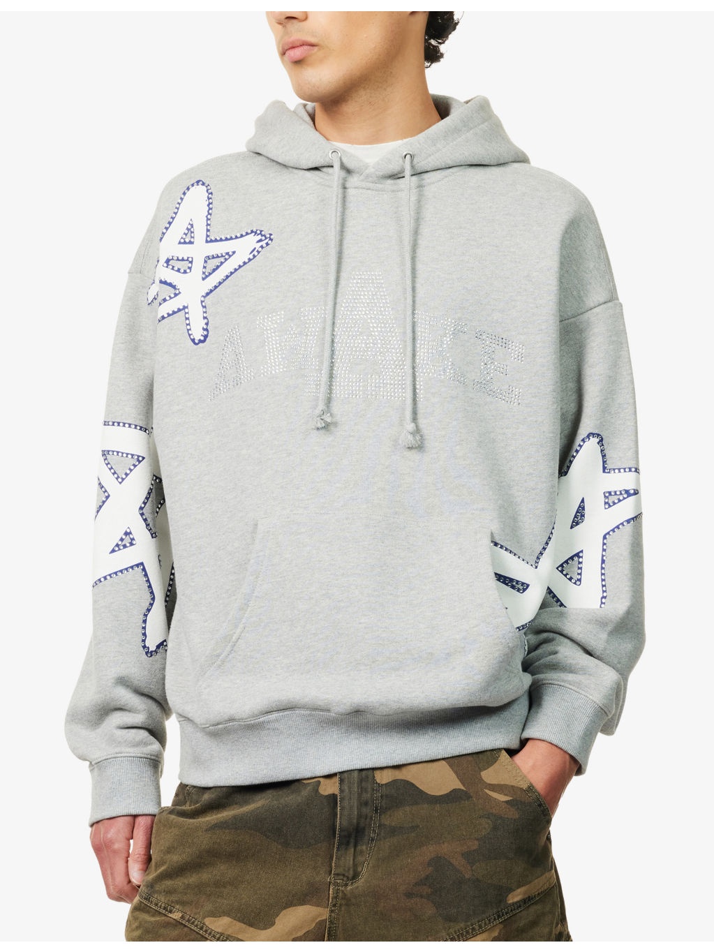 Rhinestone Kangaroo-Pocket Cotton-Jersey Hoody - 3