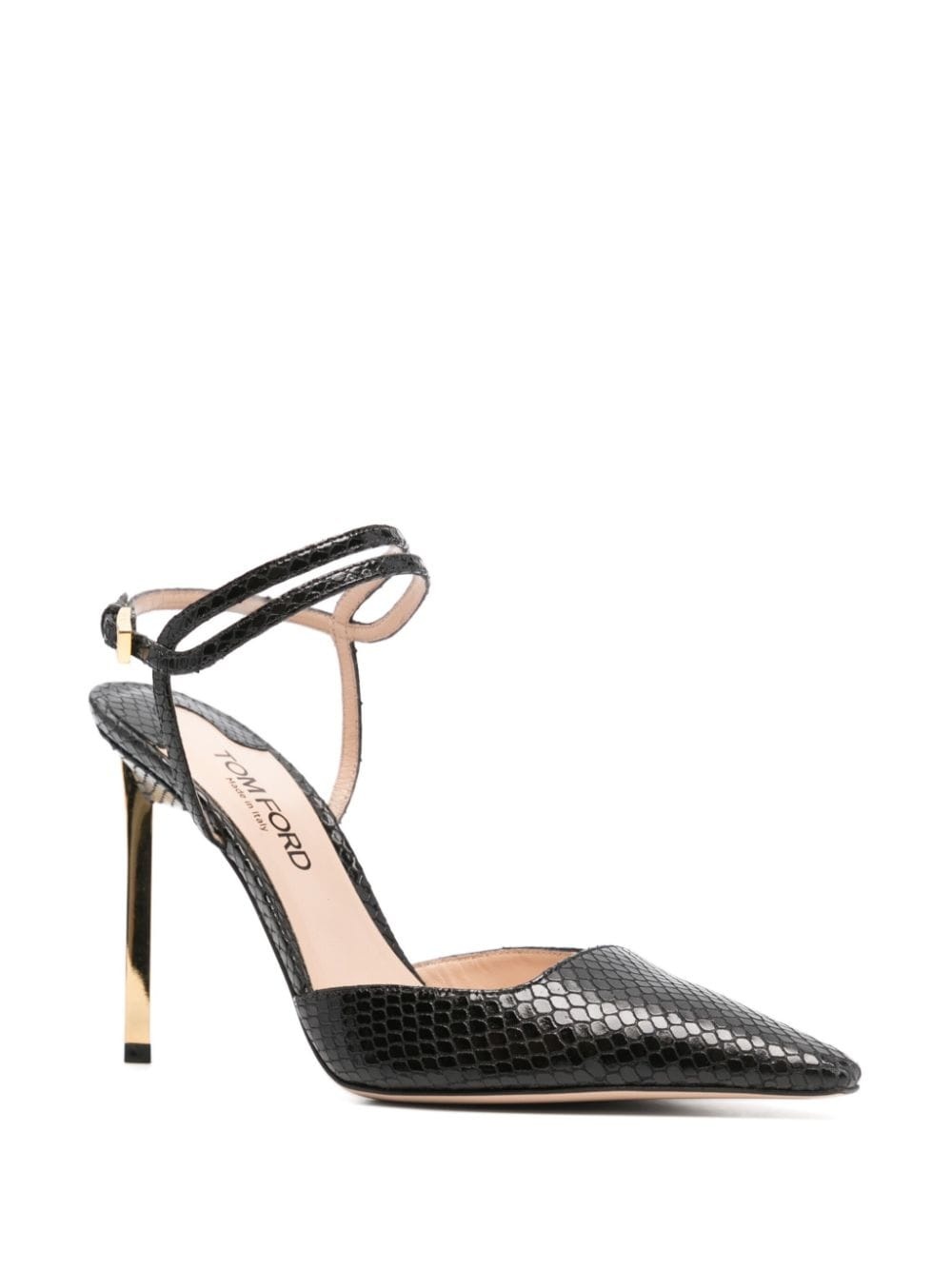 95mm snakeskin glossy slingback pumps - 2