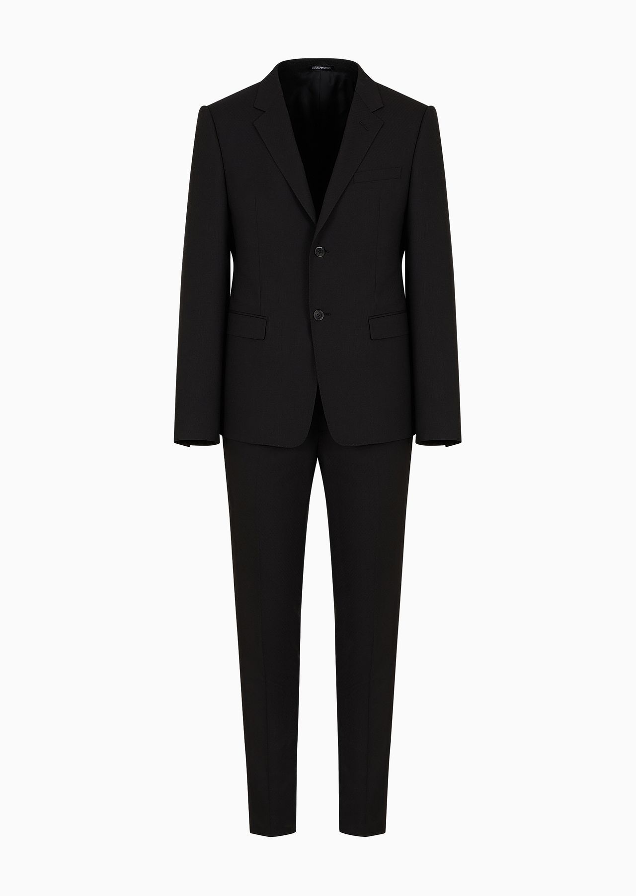 Single-breasted slim-fit suit with notched lapels in micro-patterned stretch wool crêpe - 1