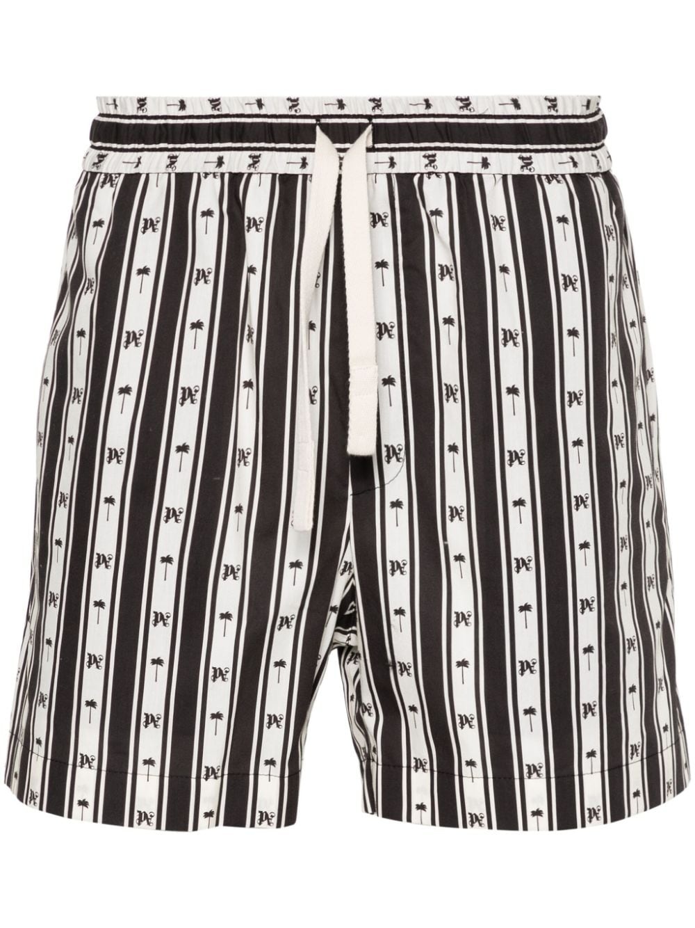 monogram-print striped shorts - 1