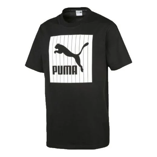 PUMA Sports Printing logo Round Neck Short Sleeve Black 579871-01 - 1