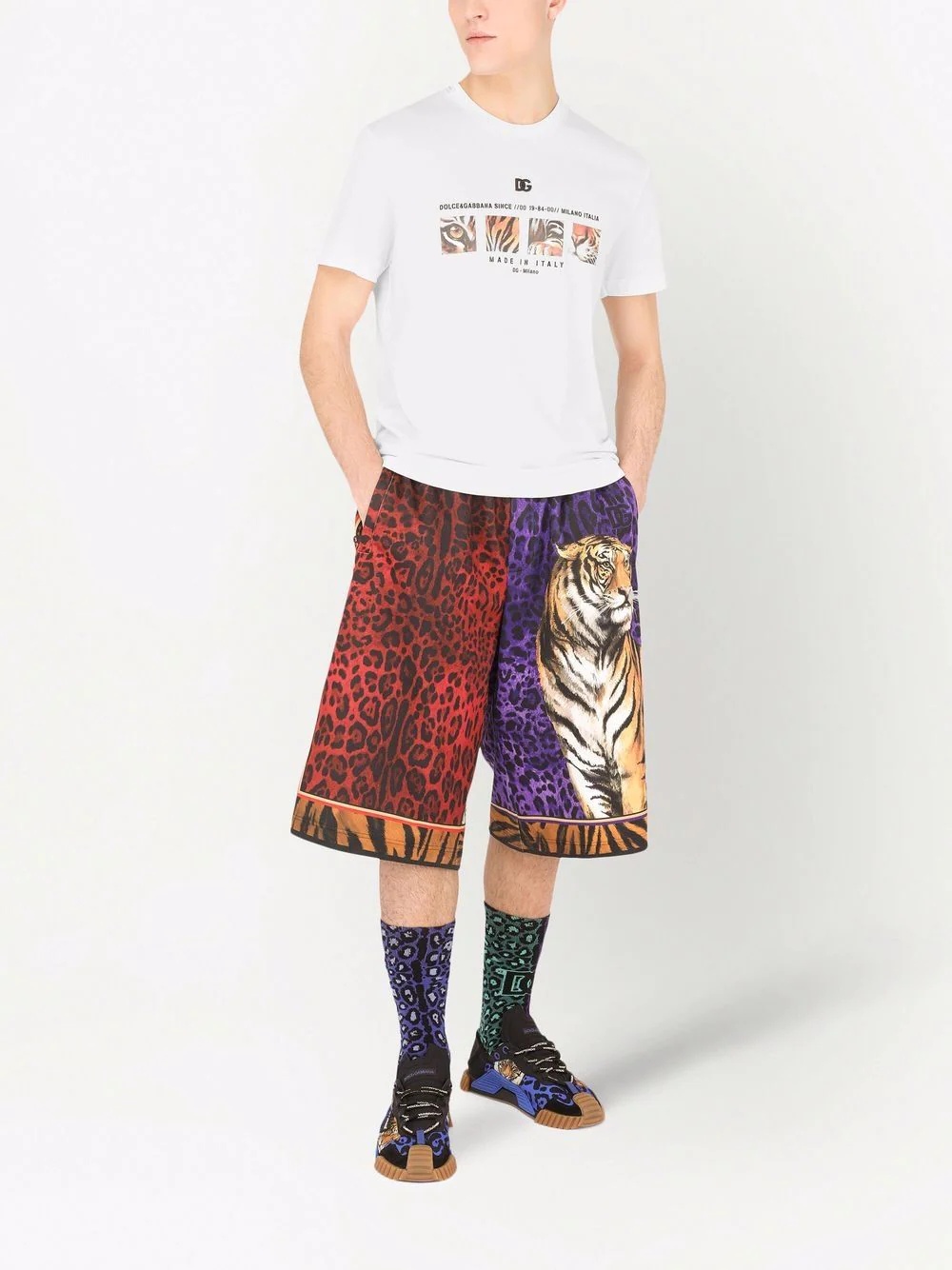 drawstring tiger-print shorts - 2