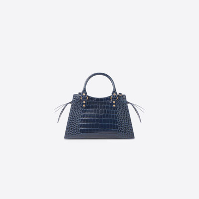 BALENCIAGA Women's Neo Classic Small Handbag Crocodile Embossed in Navy outlook